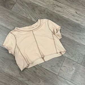 P S BASICS PAC SUN crop top T-shirt tan size s